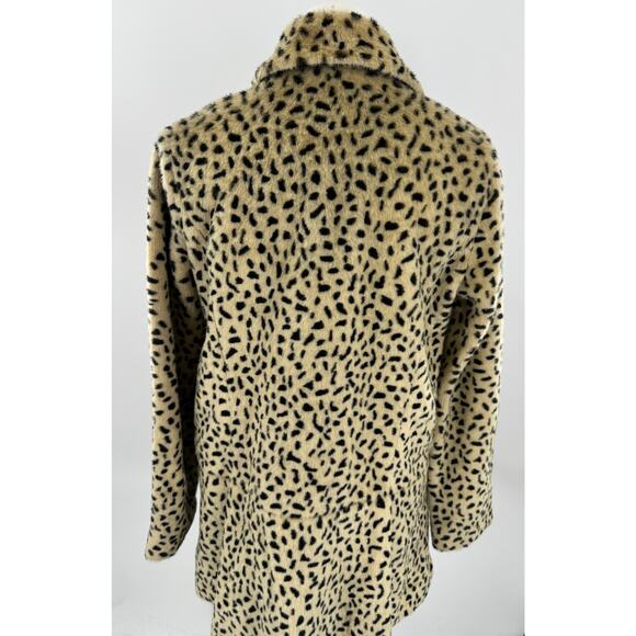 Free People Leopard Animal Print Faux Fur Double Breasted Coat Swing Jacket 6 S - Picture 7 of 14